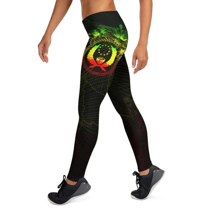 Pohnpei Micronesia Legging - Reggae Turtle Hibiscus Flower Frame Vintage