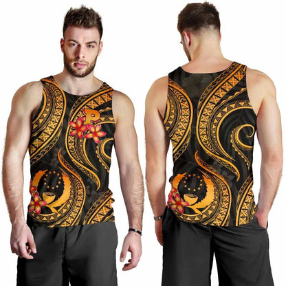 Pohnpei Micronesian Men Tank Top - Gold Plumeria