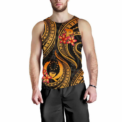 Pohnpei Micronesian Men Tank Top - Gold Plumeria