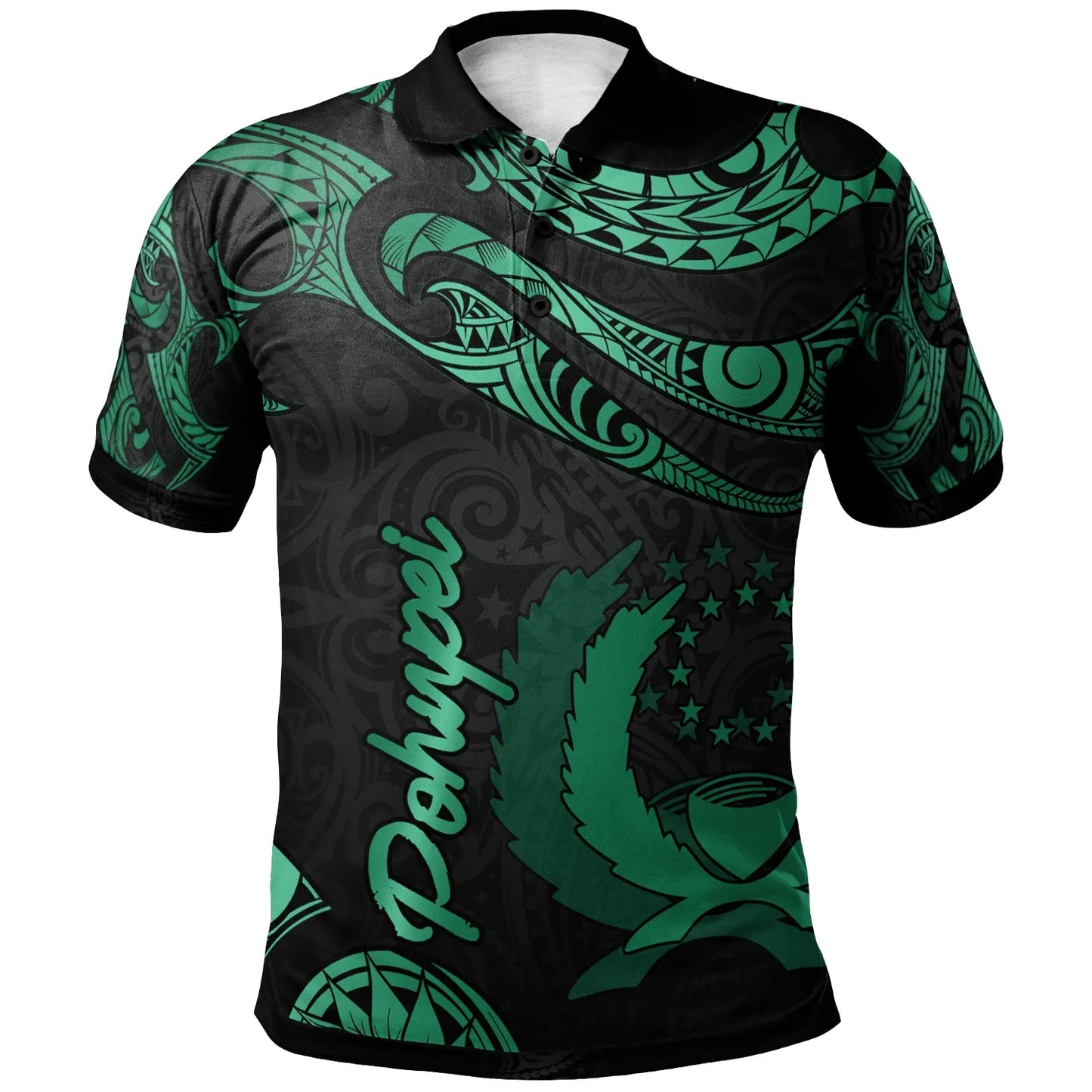 Pohnpei Micronesia Polo Shirt - Poly Tattoo Green Version