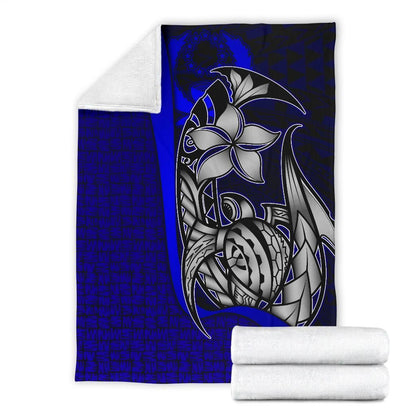 Pohnpei Micronesia Premium Blanket Blue - Turtle With Hook