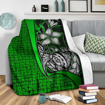 Pohnpei Micronesia Premium Blanket Green - Turtle With Hook