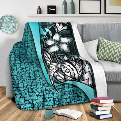 Pohnpei Micronesia Premium Blanket Turquoise - Turtle With Hook