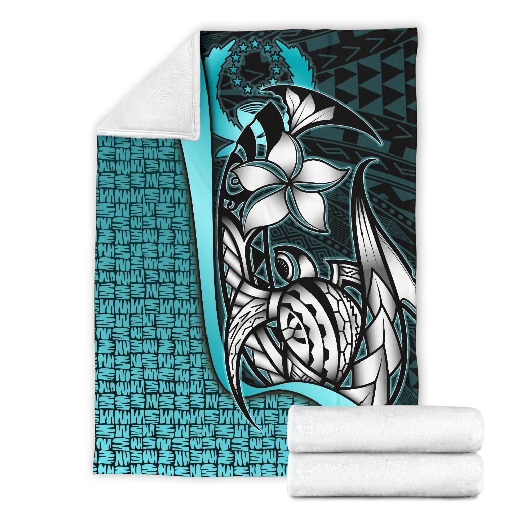 Pohnpei Micronesia Premium Blanket Turquoise - Turtle With Hook