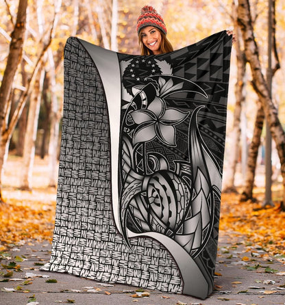 Pohnpei Micronesia Premium Blanket White - Turtle With Hook