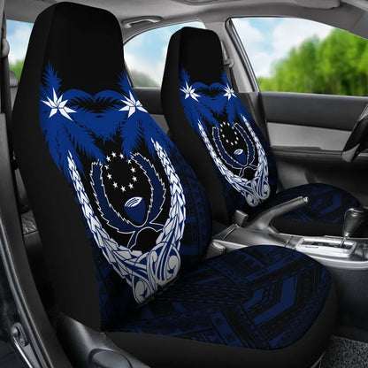 Pohnpei Micronesian Car Seat Covers - Pohnpei Flagg Coconut Tree (Set of 2)