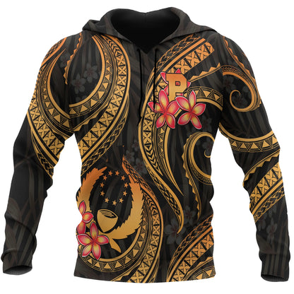 Pohnpei Micronesian Hoodie - Gold Plumeria