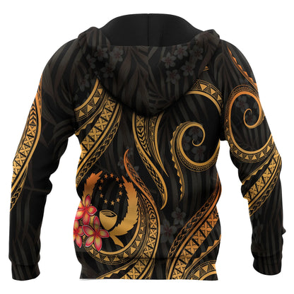 Pohnpei Micronesian Hoodie - Gold Plumeria