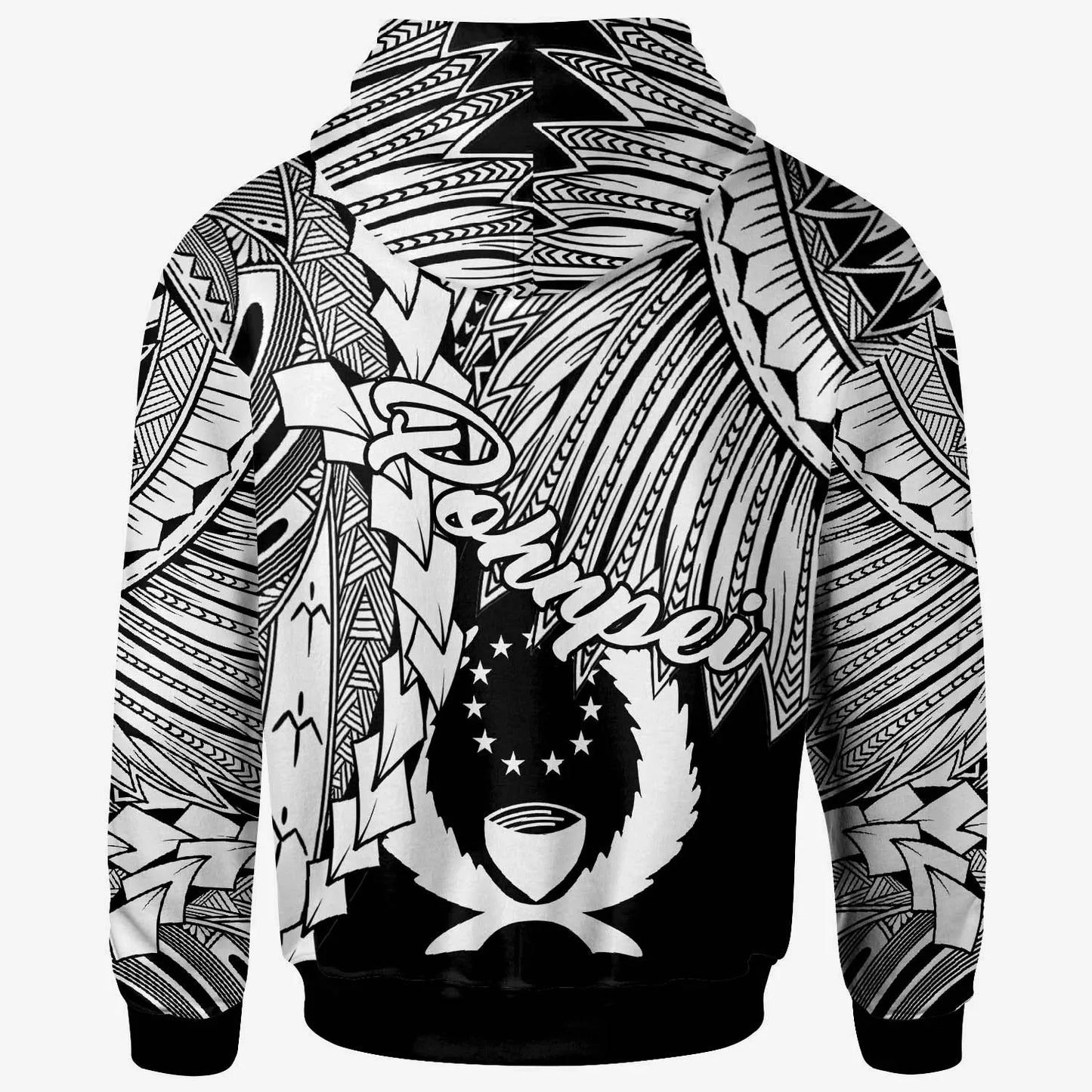 Pohnpei Micronesian Hoodie - Tribal Wave Tattoo White