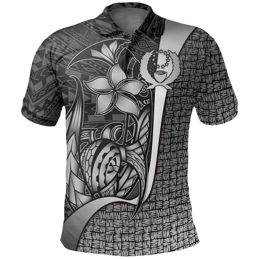 Pohnpei Micronesian Polo Shirt White - Turtle with Hook