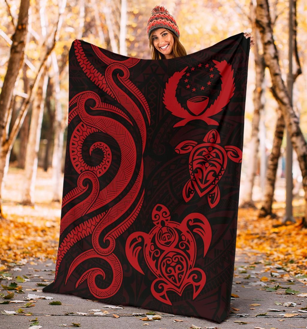 Pohnpei Micronesian Premium Blanket - Red Tentacle Turtle