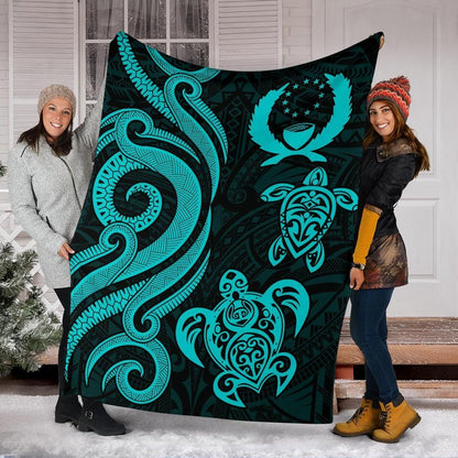 Pohnpei Micronesian Premium Blanket - Turquoise Tentacle Turtle