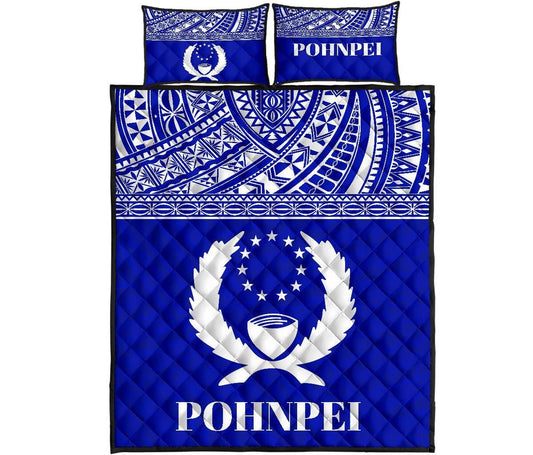 Pohnpei Micronesian Quilt Bed Set - Pohnpei Flag Blue Version