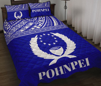 Pohnpei Micronesian Quilt Bed Set - Pohnpei Flag Blue Version