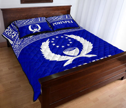 Pohnpei Micronesian Quilt Bed Set - Pohnpei Flag Blue Version