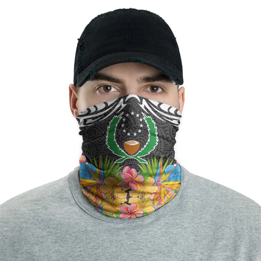 Pohnpei Neck Gaiter - Tribal Floral Pattern