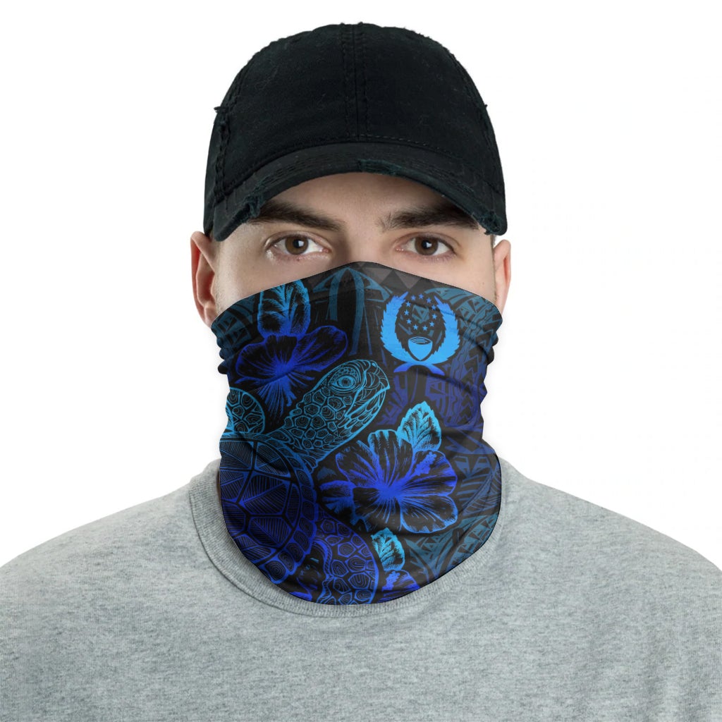 Pohnpei Neck Gaiter - Turtle Hibiscus Blue