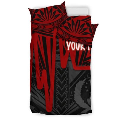 Pohnpei Personalised Bedding Set - Pohnpei Seal In Heartbeat Patterns Style (Red)