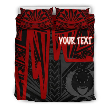 Pohnpei Personalised Bedding Set - Pohnpei Seal In Heartbeat Patterns Style (Red)