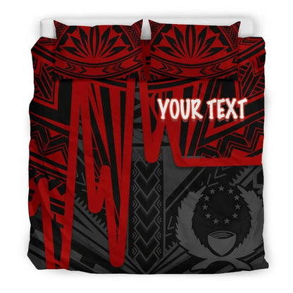 Pohnpei Personalised Bedding Set - Pohnpei Seal In Heartbeat Patterns Style (Red)
