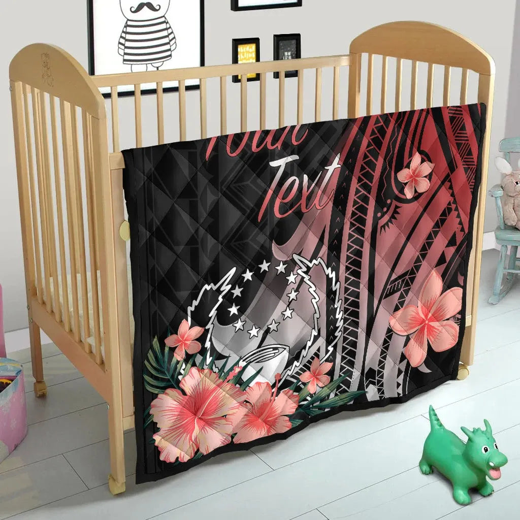 Pohnpei Personalised Custom Premium Quilt - Red Polynesian Hibiscus Pattern Style