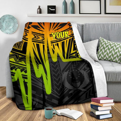 Pohnpei Personalised Premium Blanket - Pohnpei Seal In Heartbeat Patterns Style (Reggae)
