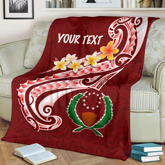 Pohnpei Personalised Premium Blanket - Pohnpei Seal Polynesian Patterns Plumeria