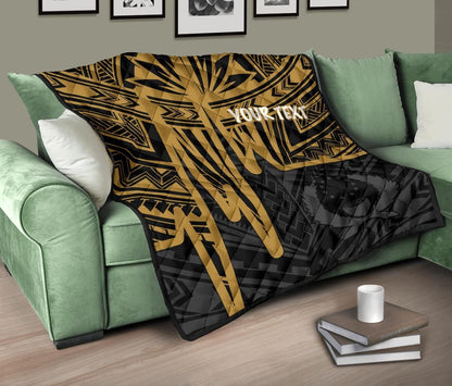 Pohnpei Personalised Premium Quilt - Pohnpei Seal In Heartbeat Patterns Style (Gold)