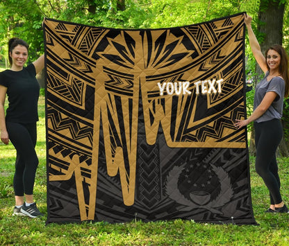 Pohnpei Personalised Premium Quilt - Pohnpei Seal In Heartbeat Patterns Style (Gold)