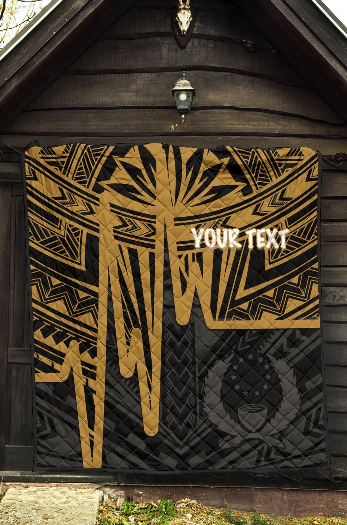 Pohnpei Personalised Premium Quilt - Pohnpei Seal In Heartbeat Patterns Style (Gold)