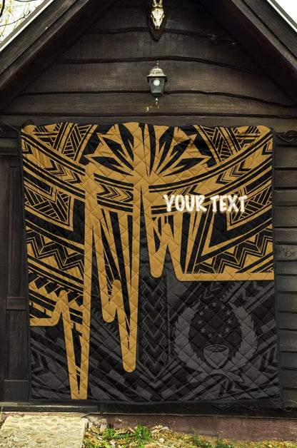 Pohnpei Personalised Premium Quilt - Pohnpei Seal In Heartbeat Patterns Style (Gold)