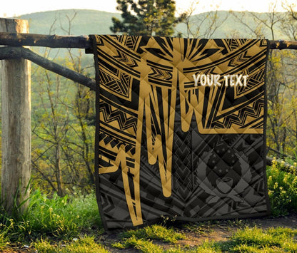 Pohnpei Personalised Premium Quilt - Pohnpei Seal In Heartbeat Patterns Style (Gold)