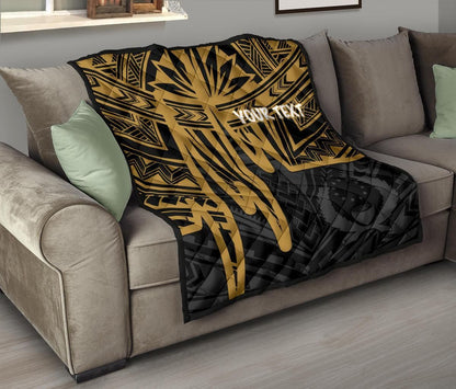 Pohnpei Personalised Premium Quilt - Pohnpei Seal In Heartbeat Patterns Style (Gold)