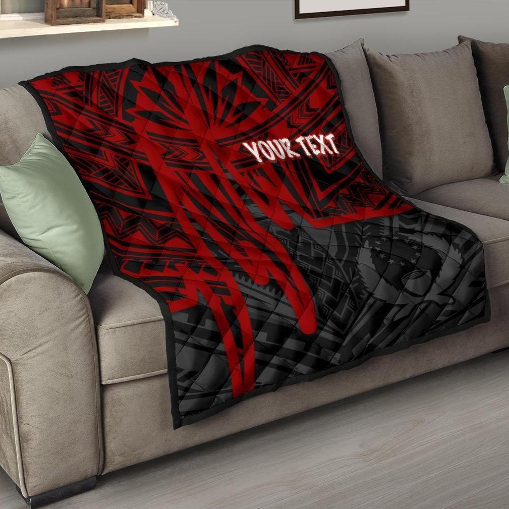 Pohnpei Personalised Premium Quilt  - Pohnpei Seal In Heartbeat Patterns Style (Red)
