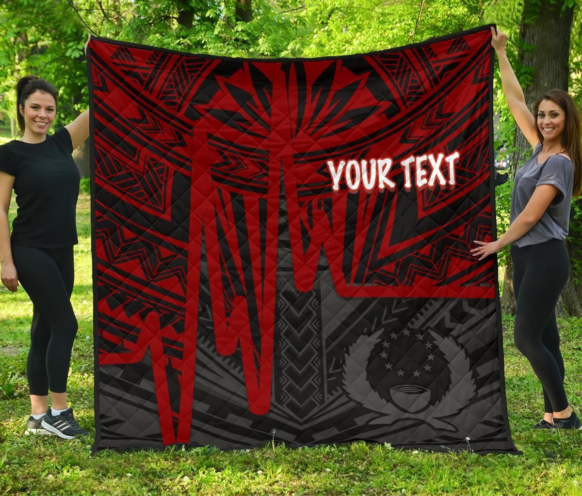 Pohnpei Personalised Premium Quilt  - Pohnpei Seal In Heartbeat Patterns Style (Red)