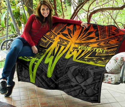 Pohnpei Personalised Premium Quilt - Pohnpei Seal In Heartbeat Patterns Style (Reggae)