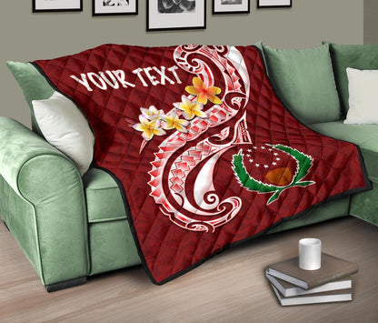 Pohnpei Personalised Premium Quilt - Pohnpei Seal Polynesian Patterns Plumeria