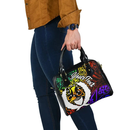 Pohnpei Personalised Shoulder Handbag - Rainbow Polynesian Pattern
