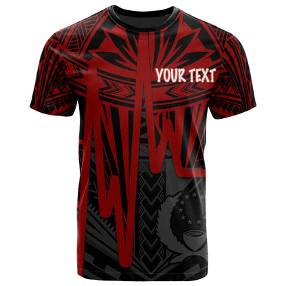 Pohnpei PersonalisedT-Shirt- Pohnpei Seal In Heartbeat Patterns Style (Red)