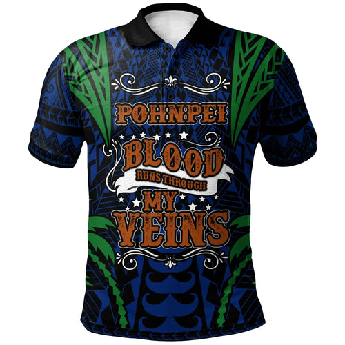 Pohnpei Polo Shirt - Blood Runs Through My Veins Style Flag