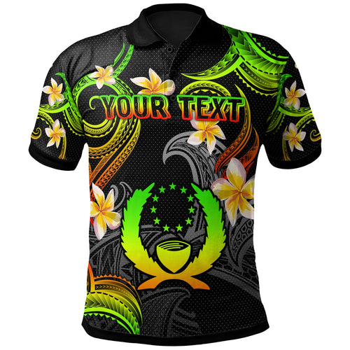 Pohnpei Polo Shirt - Custom Personalised Polynesian Waves with Plumeria Flowers (Reggae)