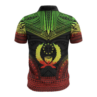 Pohnpei Polo Shirt - Pohnpei Flag Polynesian Chief Tattoo Reggae Version