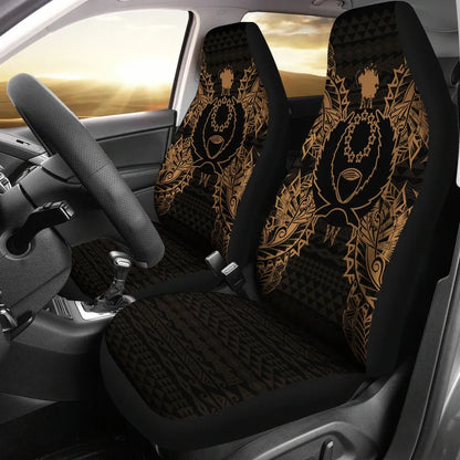 Pohnpei Car Seat Cover - Pohnpei Flag Map Gold