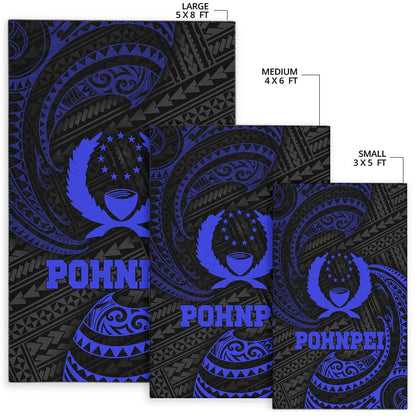 Pohnpei Polynesian Area Rug - Blue Tribal Wave