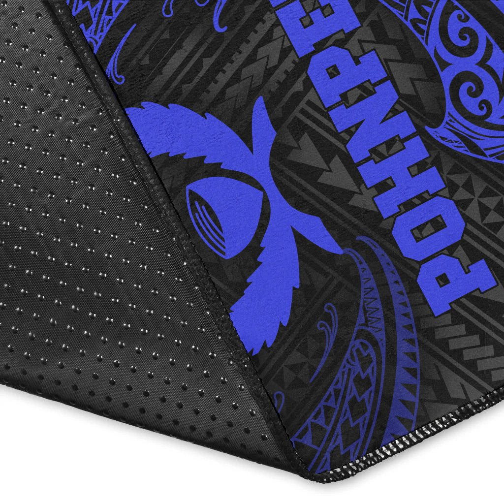 Pohnpei Polynesian Area Rug - Blue Tribal Wave
