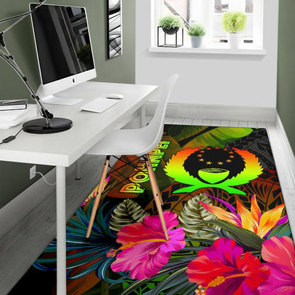 Pohnpei Polynesian Area Rug - Hibiscus and Banana Leaves