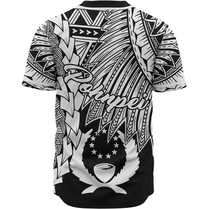 Pohnpei Polynesian Baseball Shirt - Tribal Wave Tattoo White