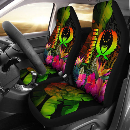 Pohnpei Polynesian Car Seat Covers -  Hibiscus and Banana Leaves