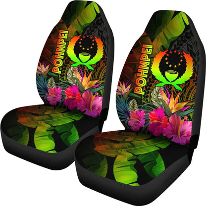 Pohnpei Polynesian Car Seat Covers -  Hibiscus and Banana Leaves