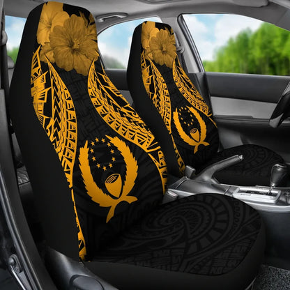 Pohnpei Polynesian Car Seat Covers Pride Seal And Hibiscus Gold